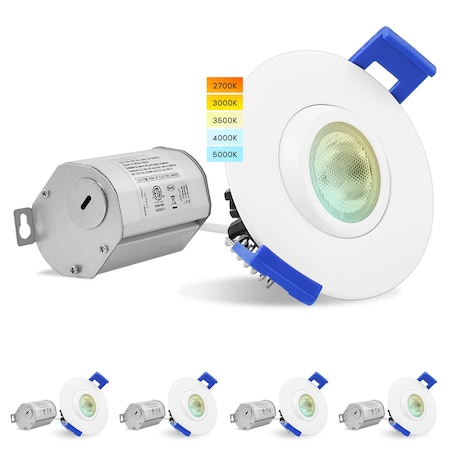 Luxrite 2 Inch Gimbal LED Recessed Downlights 5 CCT Selectable 2700K-5000K 5W 400LM Dimmable 4-Pack LR23236-4PK